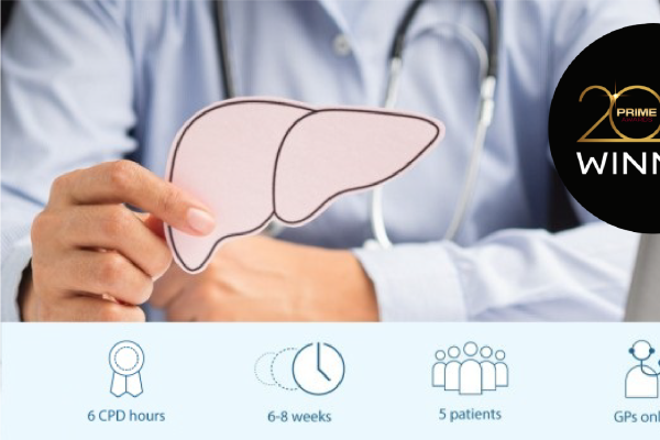 Doctor holding image of liver