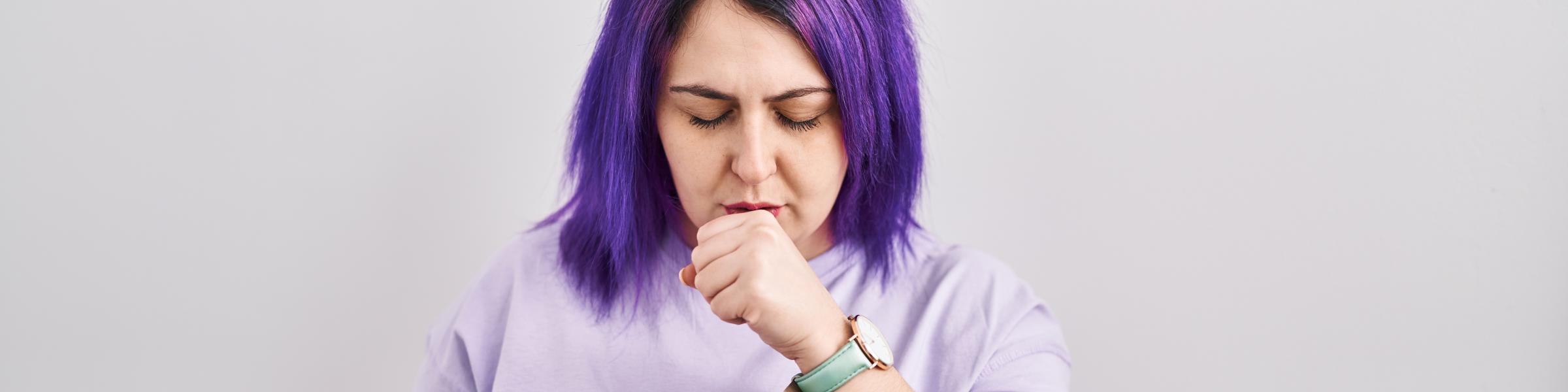 Woman with purple hair and severe asthma