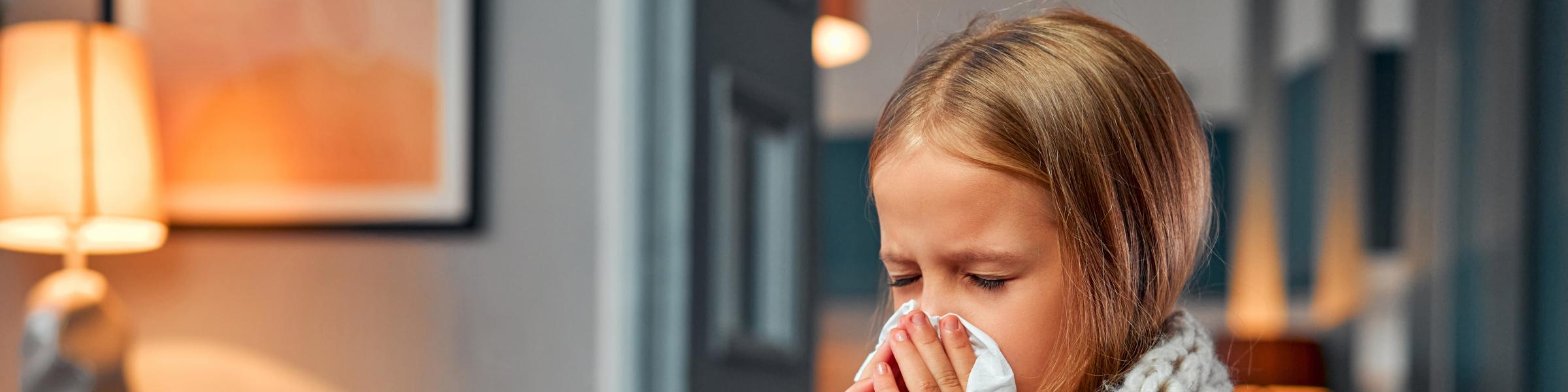 Little girl with paediatric allergic rhinitis