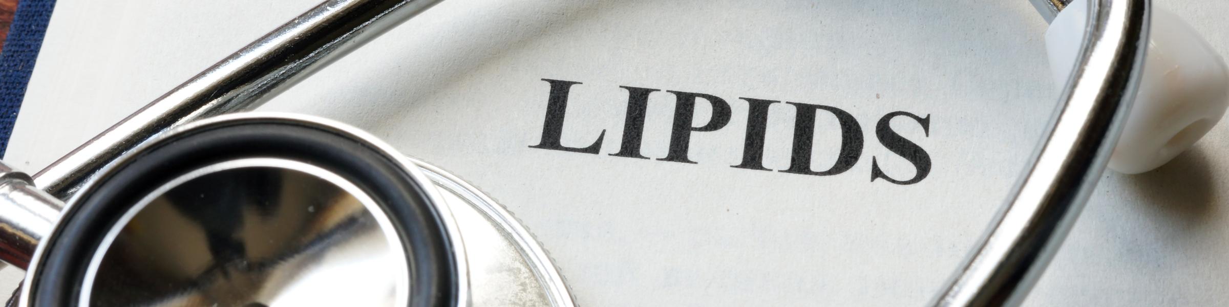 book with the word "lipids" and a stethoscope